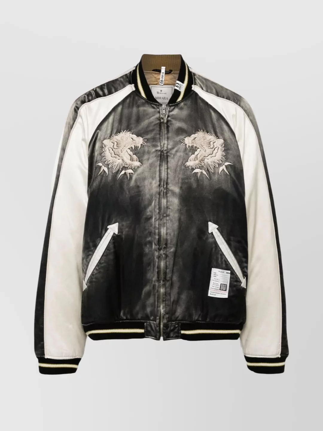 Maison Mihara Yasuhiro Embroidered Contrast Sleeve Bomber Jacket
