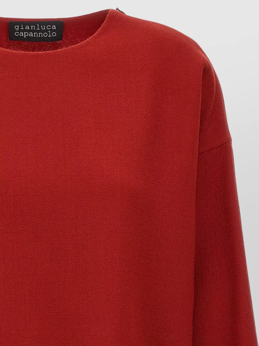 Gianluca Capannolo Virgin Wool Long-Sleeve Crewneck Blouse