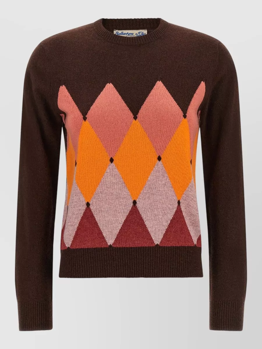 Ballantyne cashmere diamond-intarsia crewneck sweater
