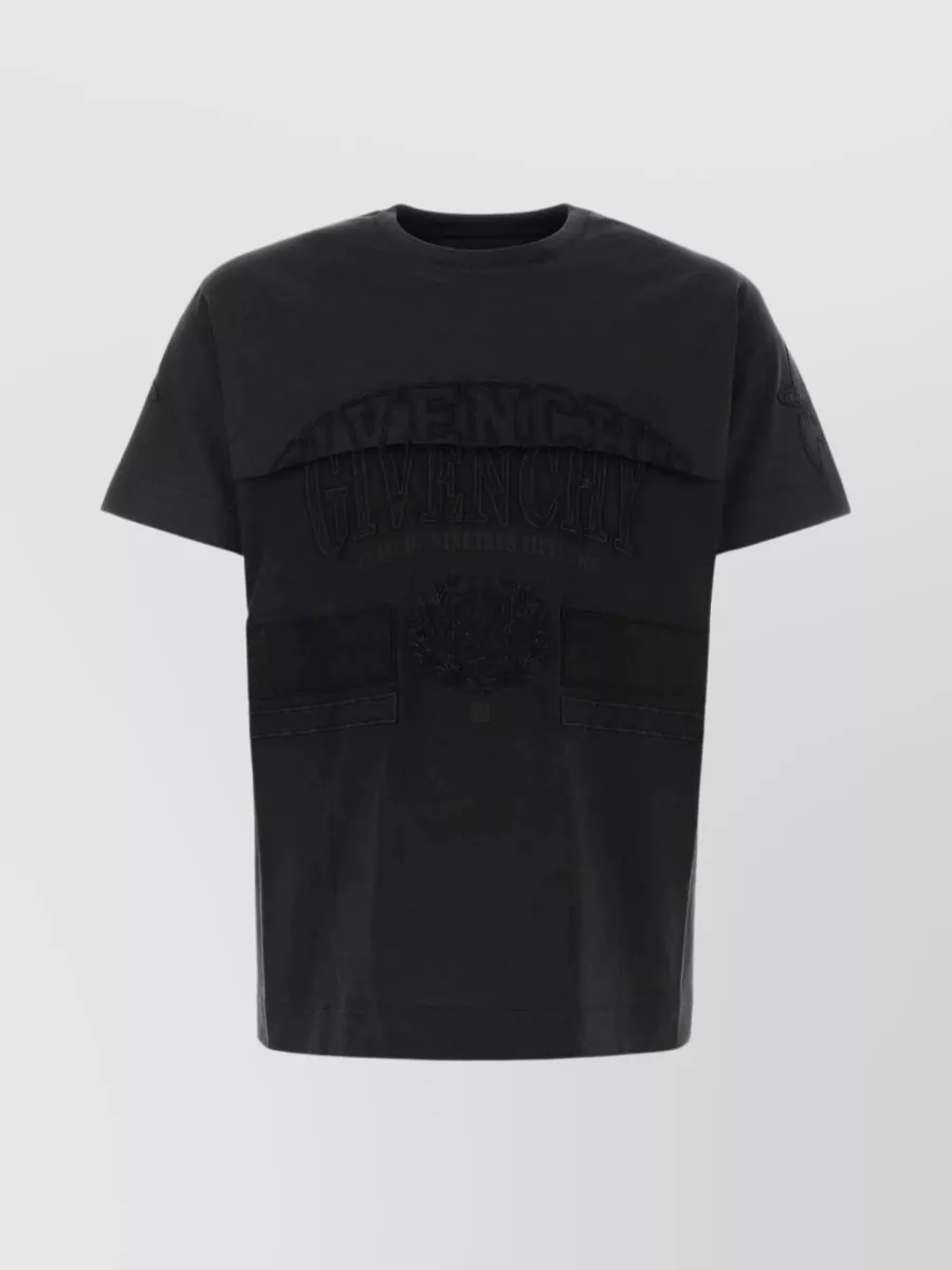 Shop Givenchy Layered Crew-neck Stonewashed T-shirt In Black