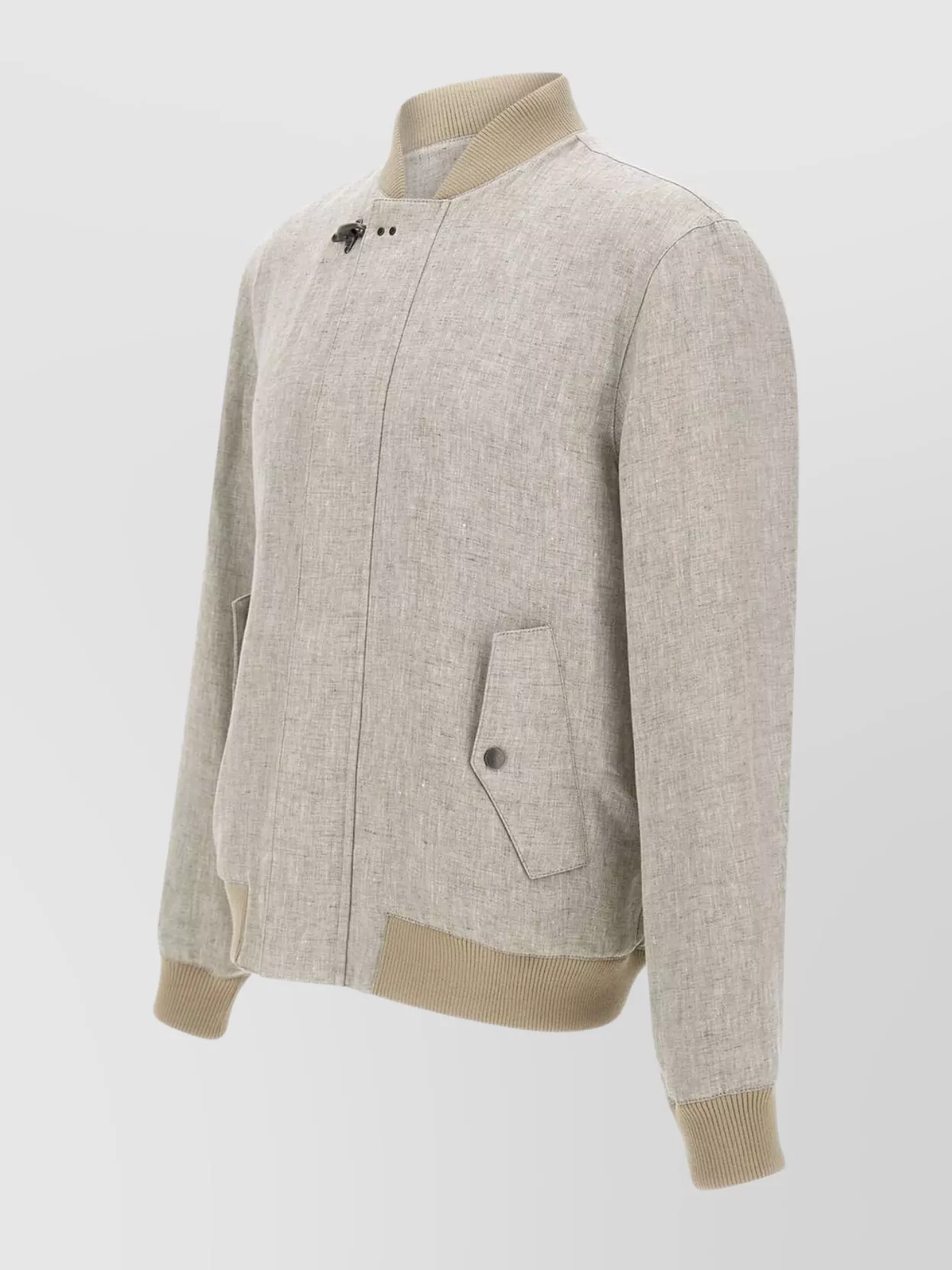Fay Canvas Bomber Jacket Flap Pockets In Gray