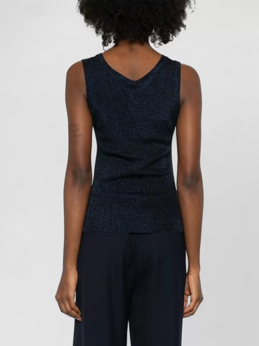 Fabiana Filippi Scoop Neck Shimmering Fitted Sleeveless Top