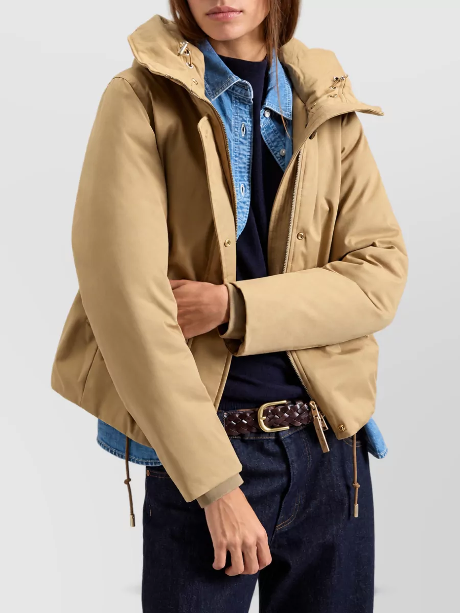 Woolrich Cotton Faux Fur Trim Hooded Puffer Jacket