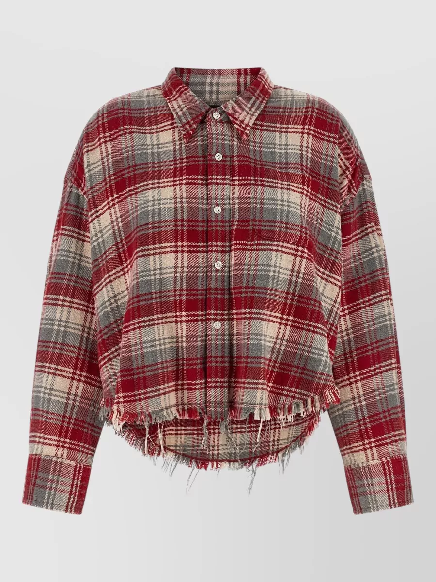 R13 Checked fringed cropped shirt jacket