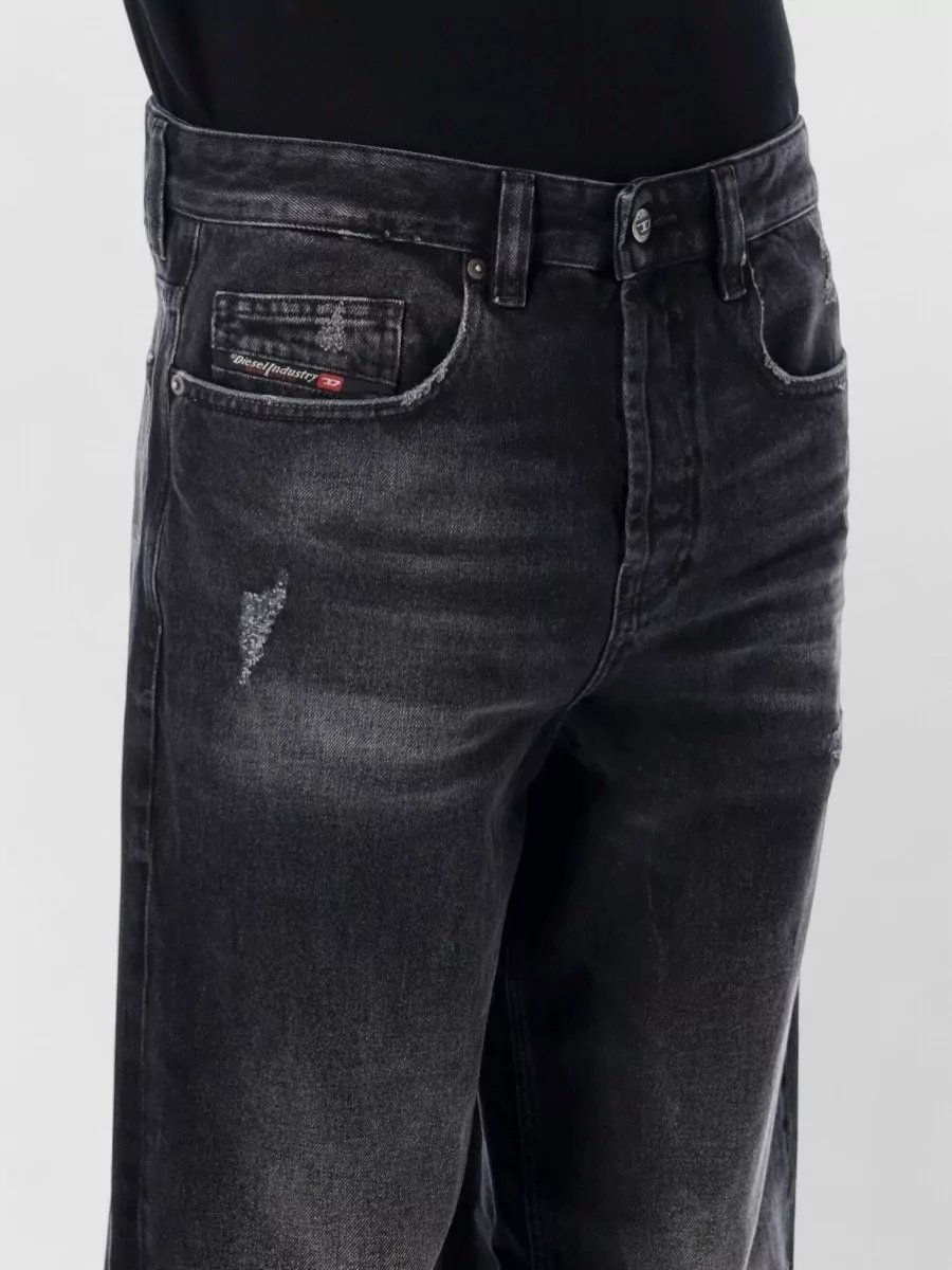 Diesel Macro Denim Trousers Distressed Five Pocket Design