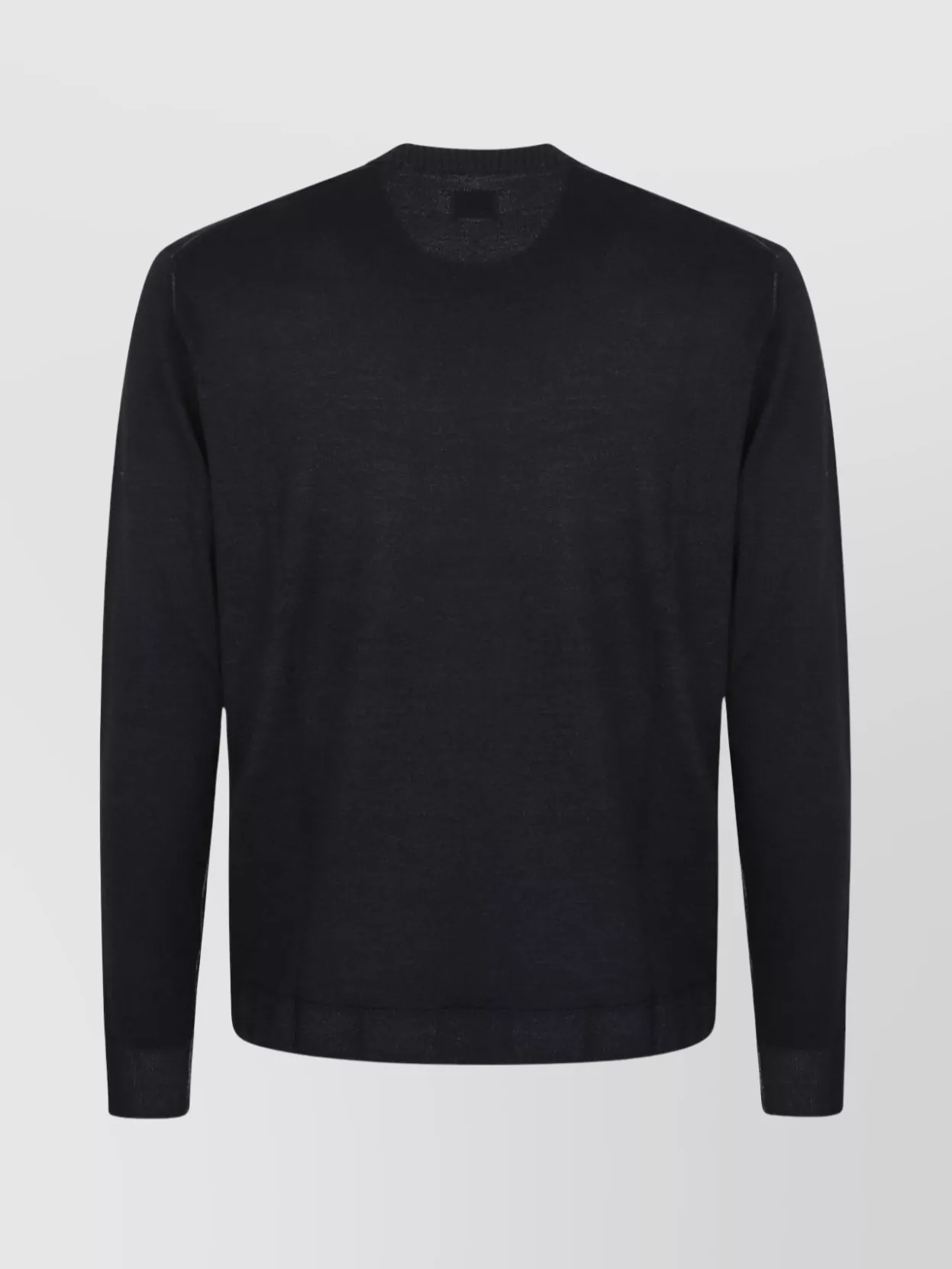 C.p. Company Merino Crew Neck Sweater With Ribbed Hem In Black