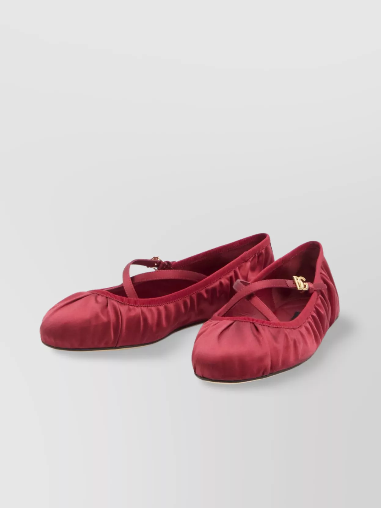 Dolce & Gabbana Ballerinas Satin Leather Sole In Red