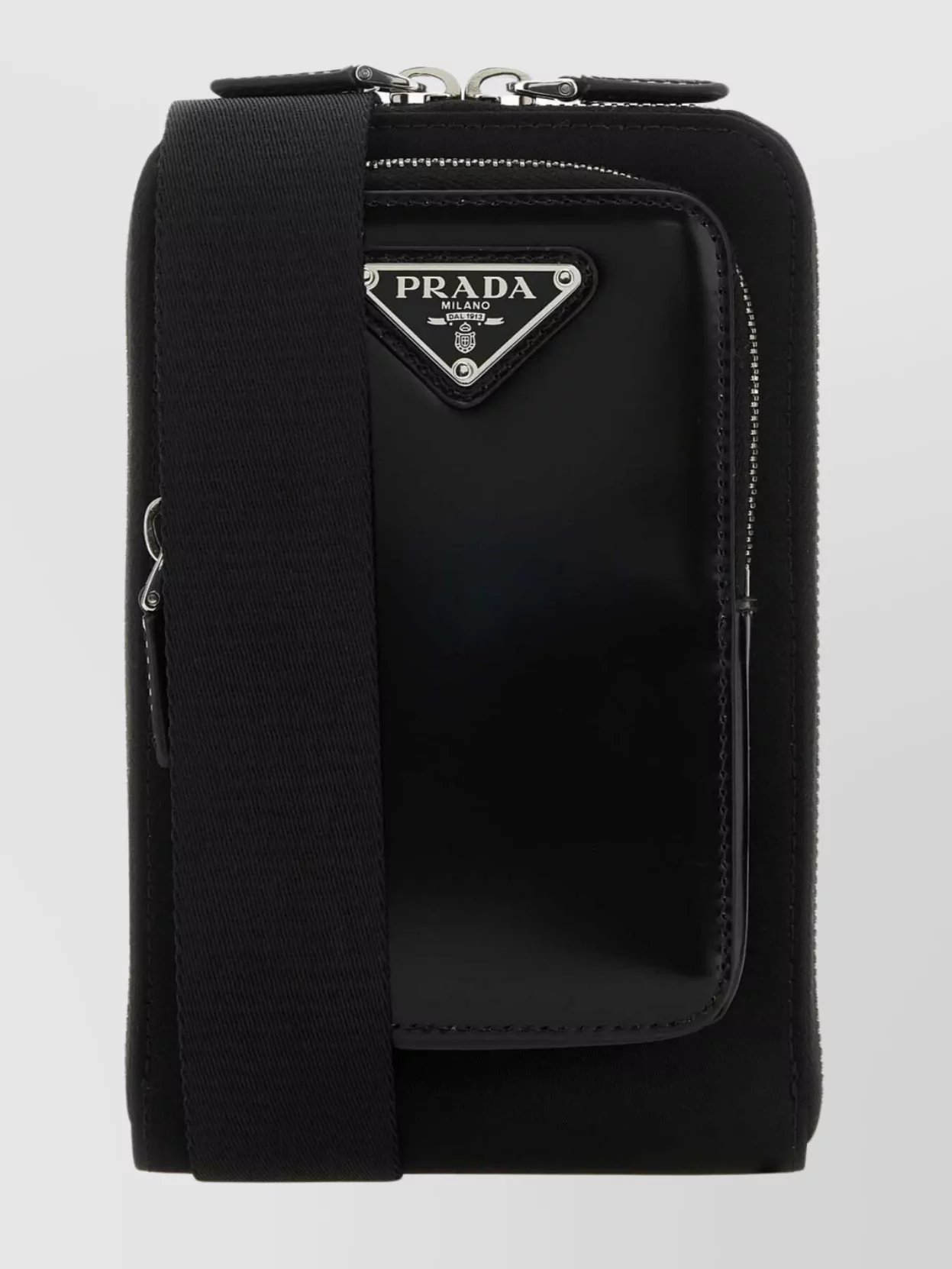 Shop Prada Nylon And Leather Shoulder Bag In Black