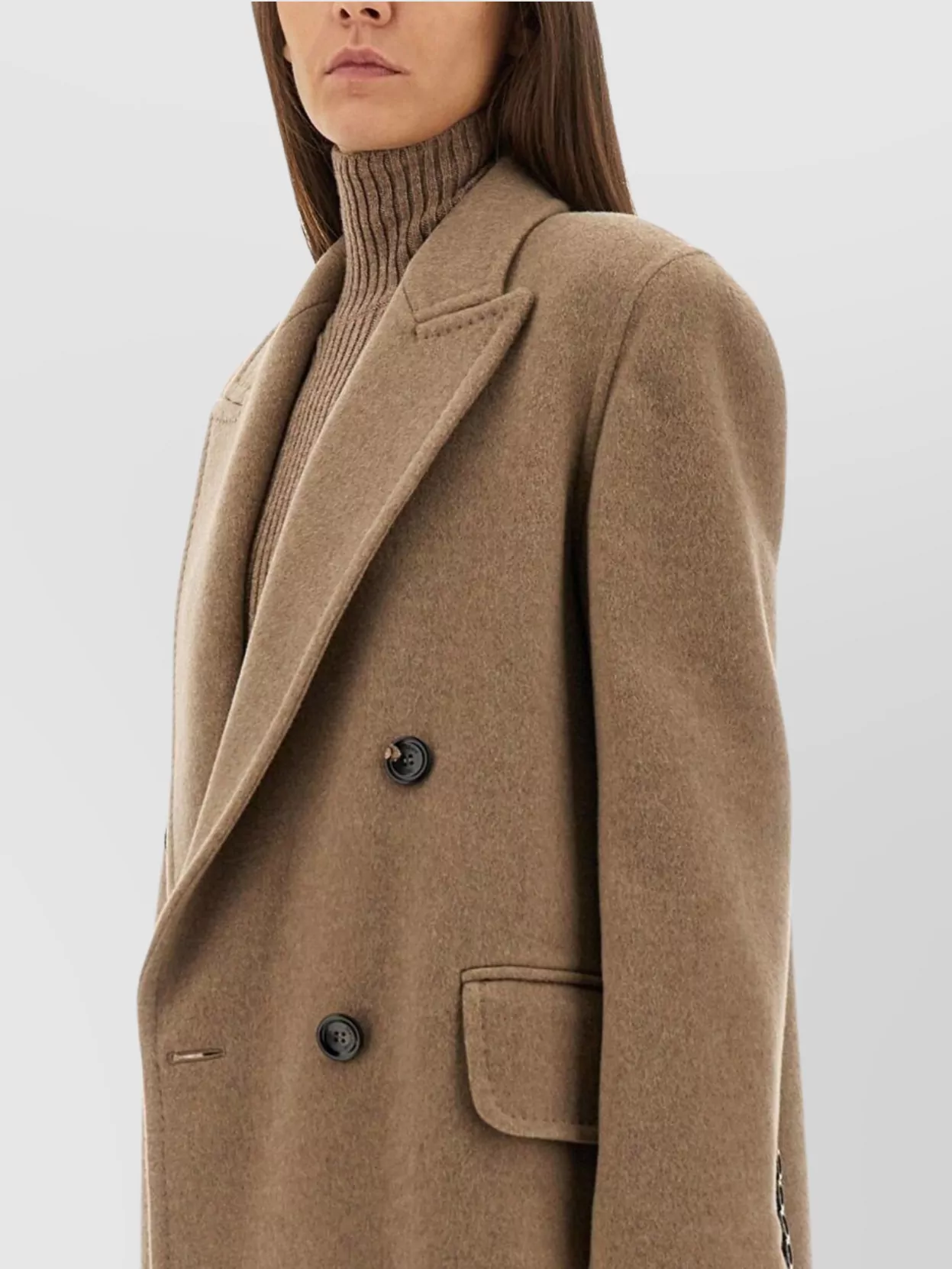Max Mara Longline Double-breasted Coat Notched Lapels In Multi