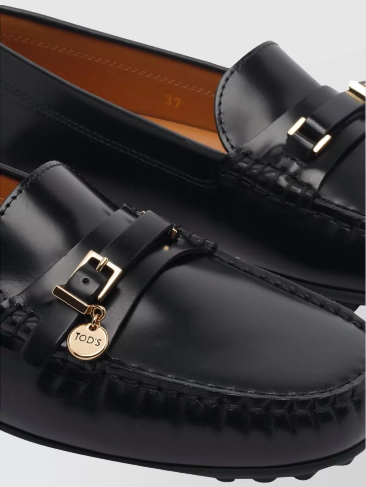 Tod's Leather Loafers Gold Hardware Buckle Detail