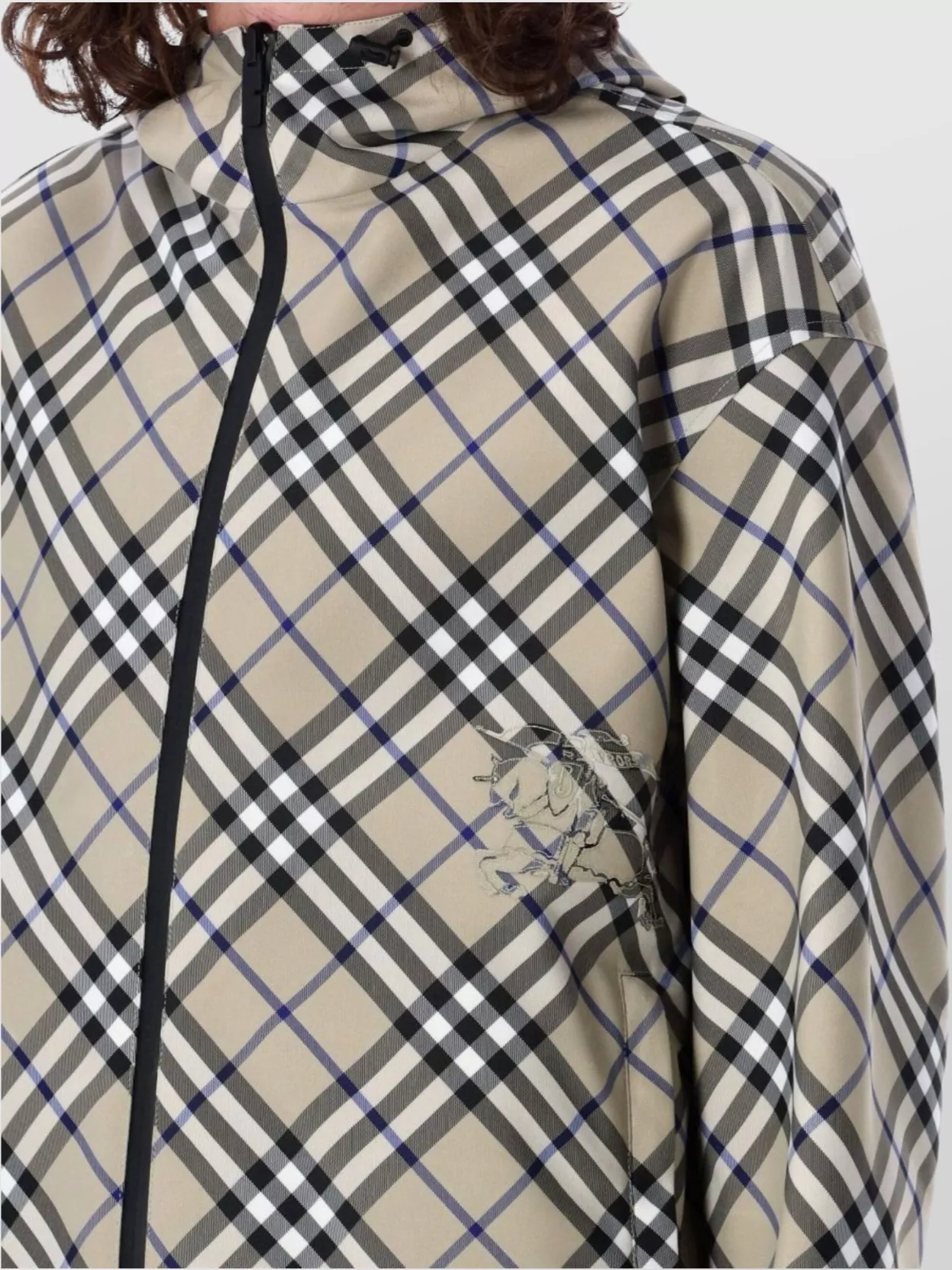 Burberry Checkered Hooded Lightweight Jacket