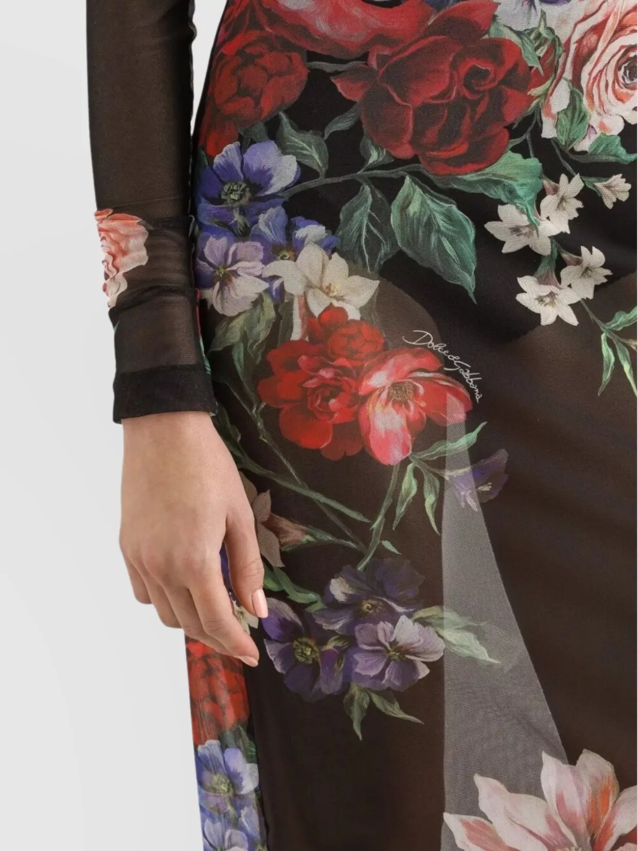 Dolce & Gabbana Tulle Calf-length Dress With Floral Print