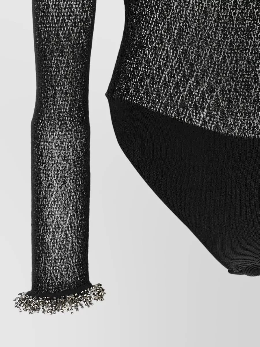 Self-Portrait Pointelle Knit Long-Sleeve Bodysuit