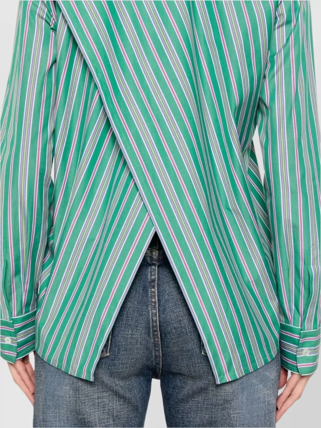 Etro Striped Cotton Shirt Back Slit