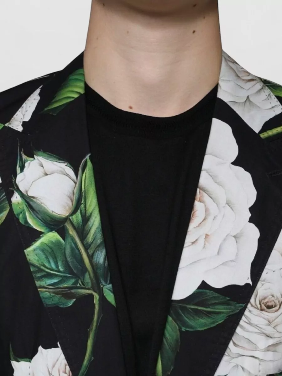 Dolce&Gabbana Cotton Rose Print Single Breasted Suit