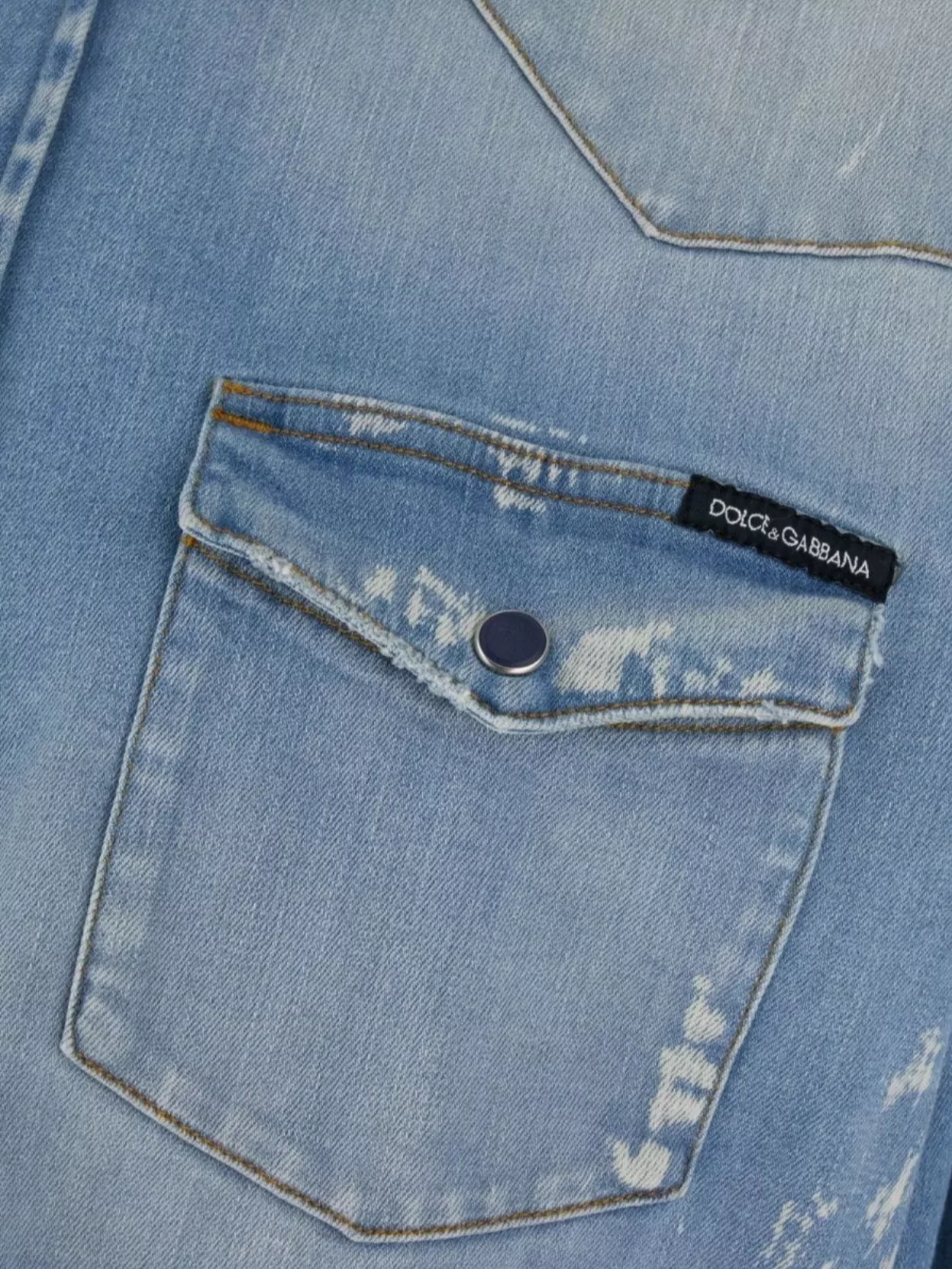 Dolce&Gabbana Denim Shirt With Stretch And Distressed Effect