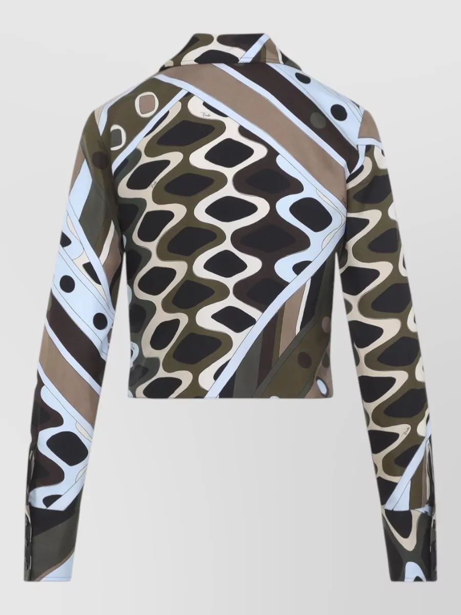 Pucci Silk Vivara-Print Cropped Shirt