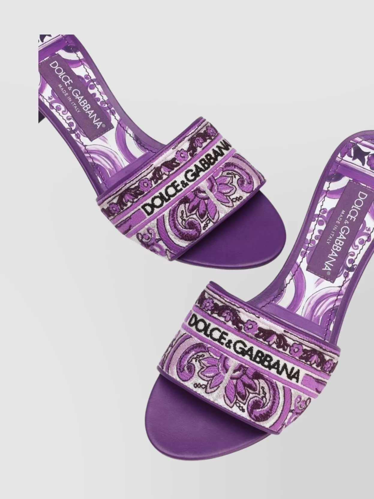 Dolce & Gabbana Embroidered Strap Slide Sandals With Low Block Heel