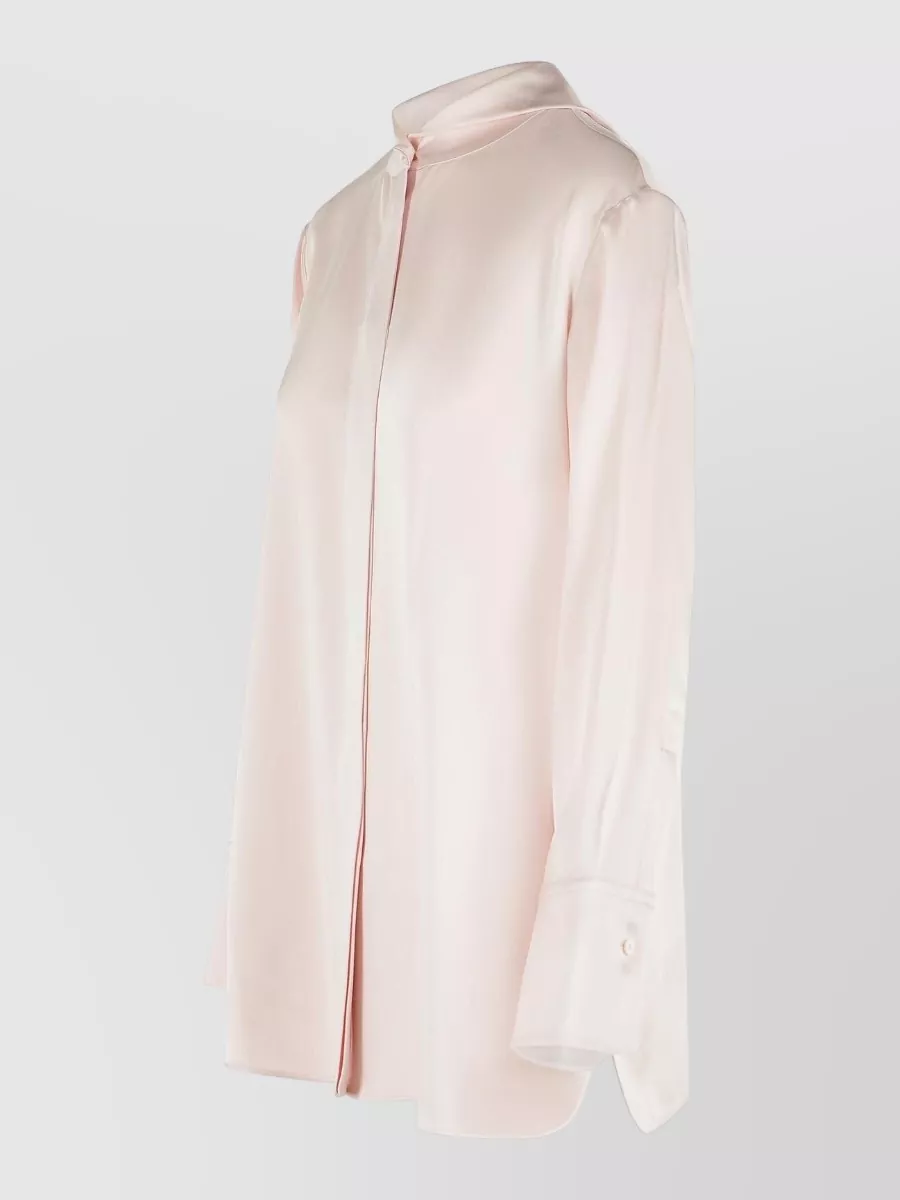 Jil Sander Fiocco Acetate Viscose Draped Long Sleeve Shirt