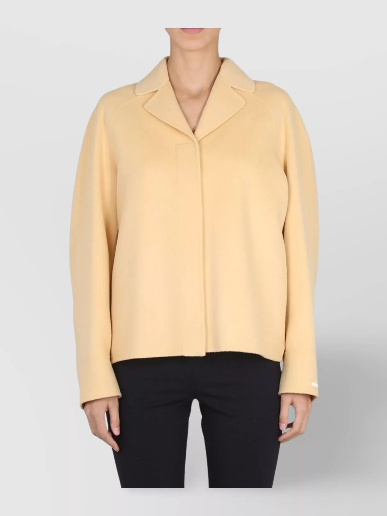 Max Mara Tailored Short Coat Notched Lapels In Yellow