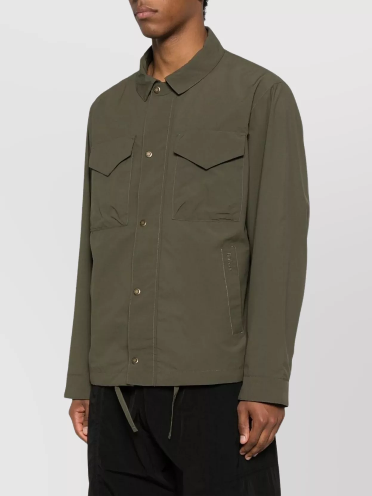 Shop Barbour Collar Flap Pockets Side Drawstring Jacket In Brown
