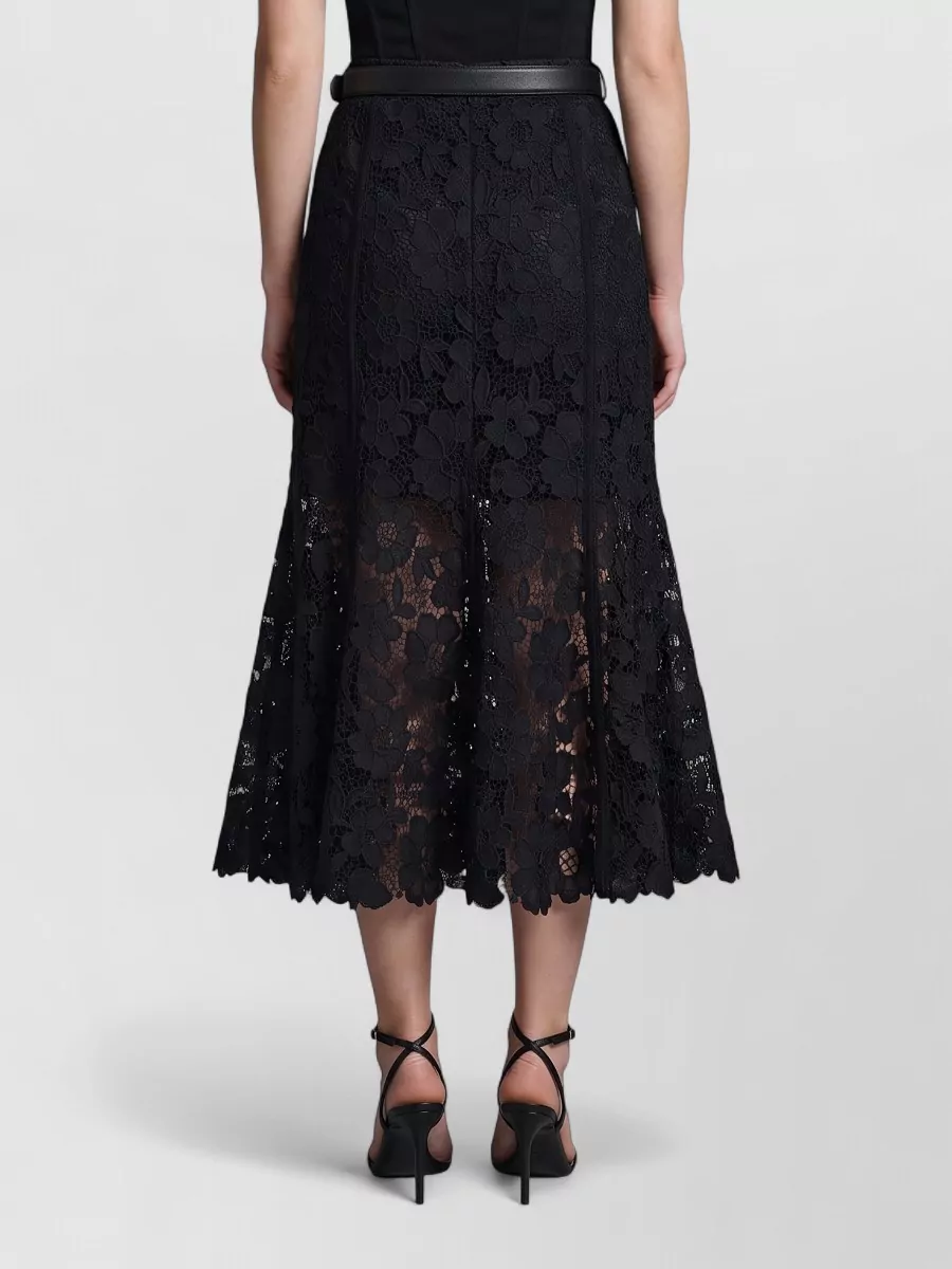 Self-Portrait Lace High-Rise Slim-Fit A-Line Midi Skirt