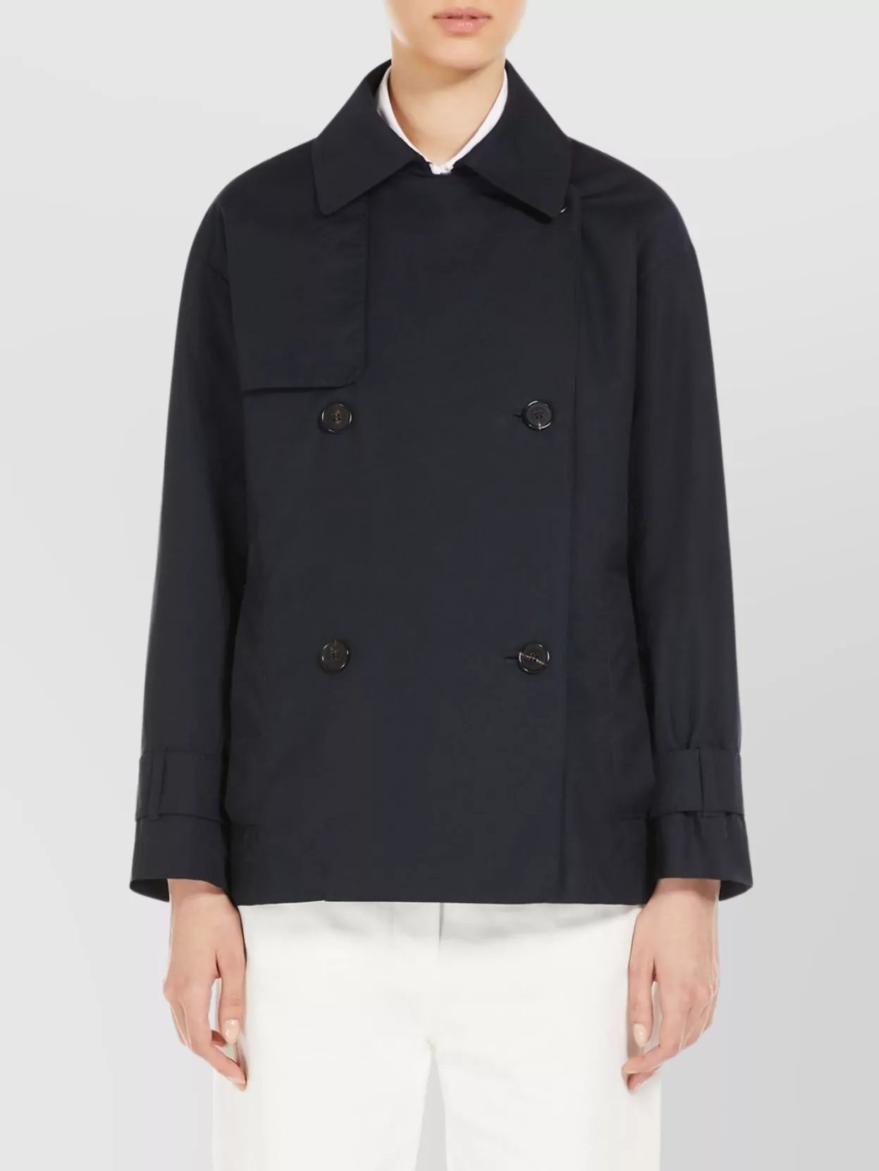 Max Mara Zeno Short Trench Coat In Water-repellent Twill In
