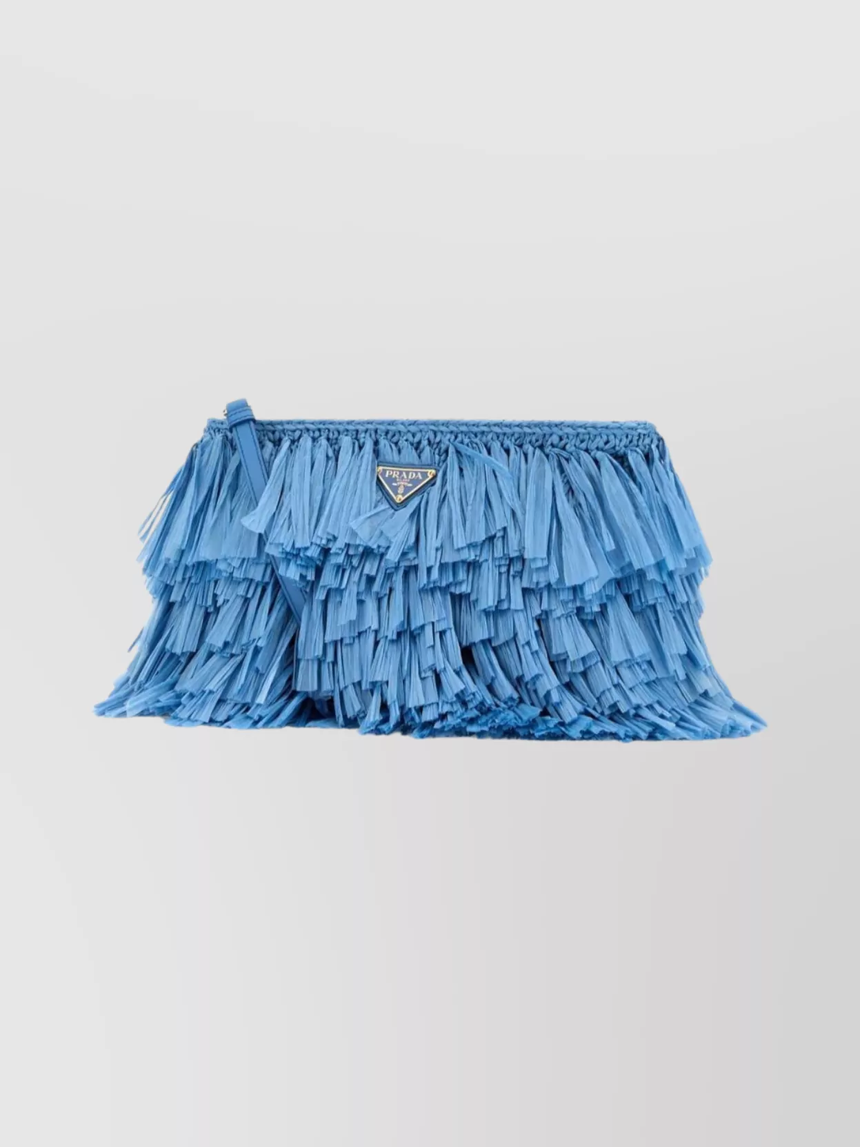 Prada Crochet Clutch Featuring Fringe Detailing In Blue