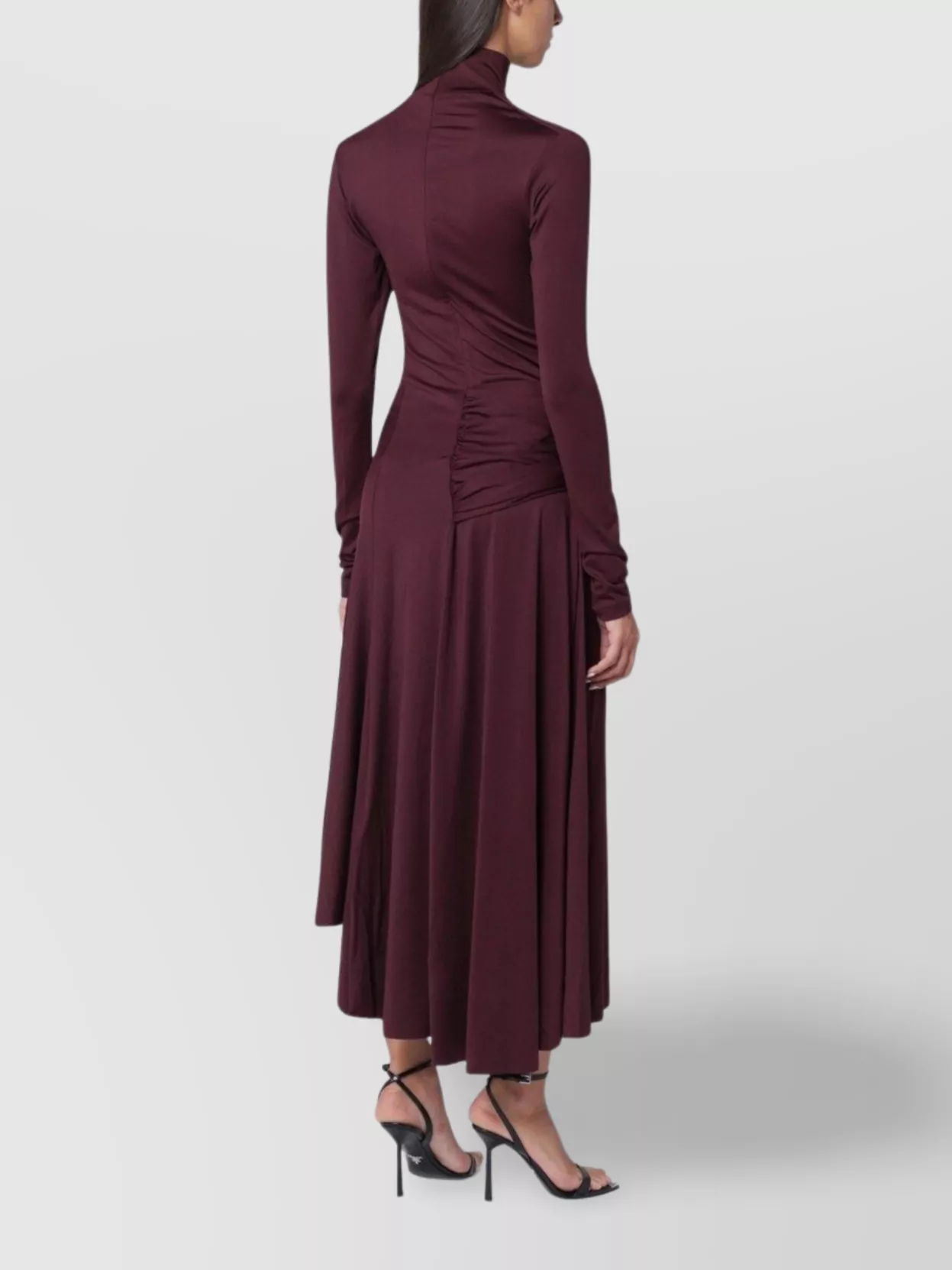 Victoria Beckham Midi Dress With Knotted Detail And Long Sleeves In Burgundy