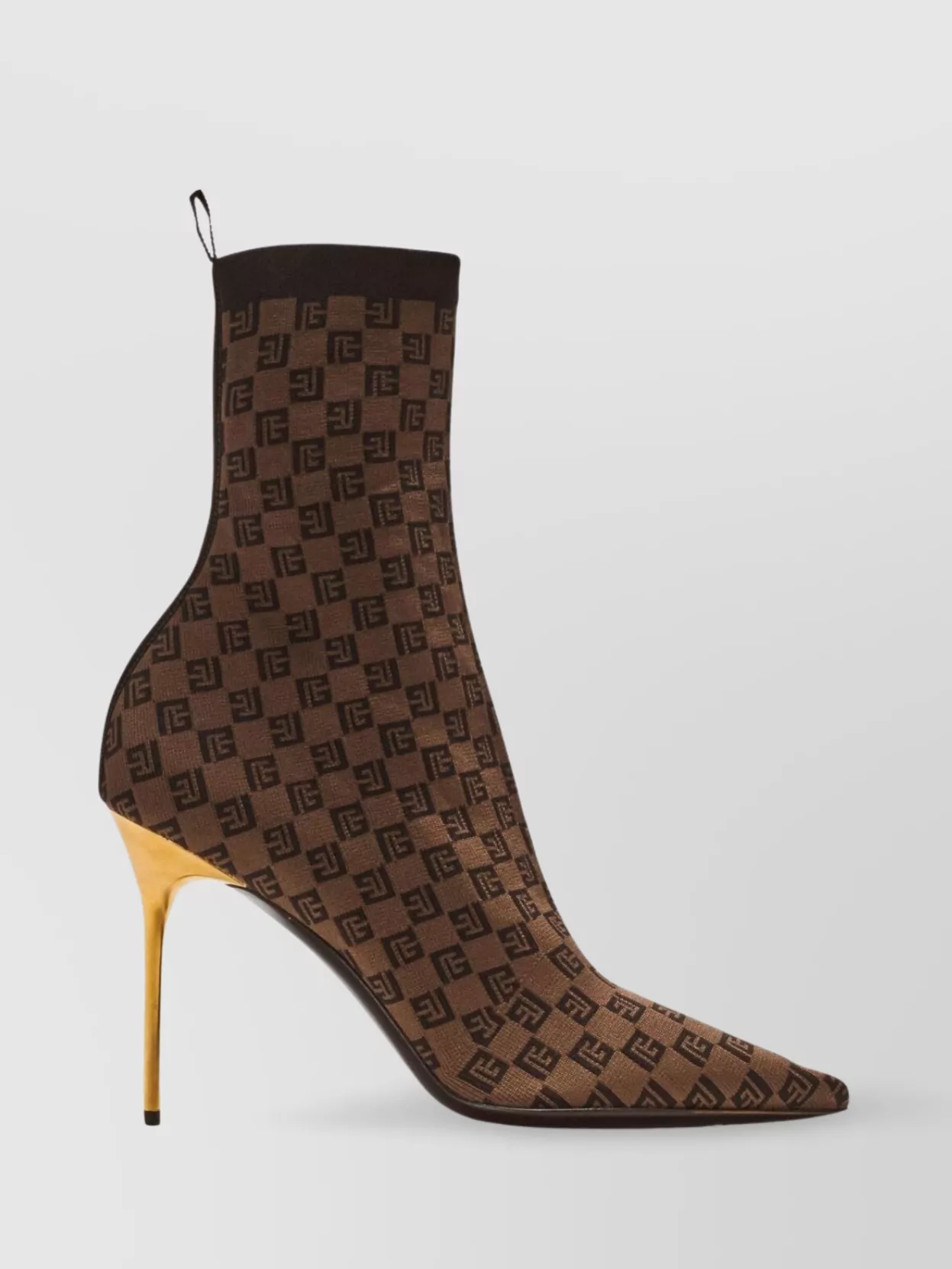 Shop Balmain Heeled Pointed Ankle Boots In Brown