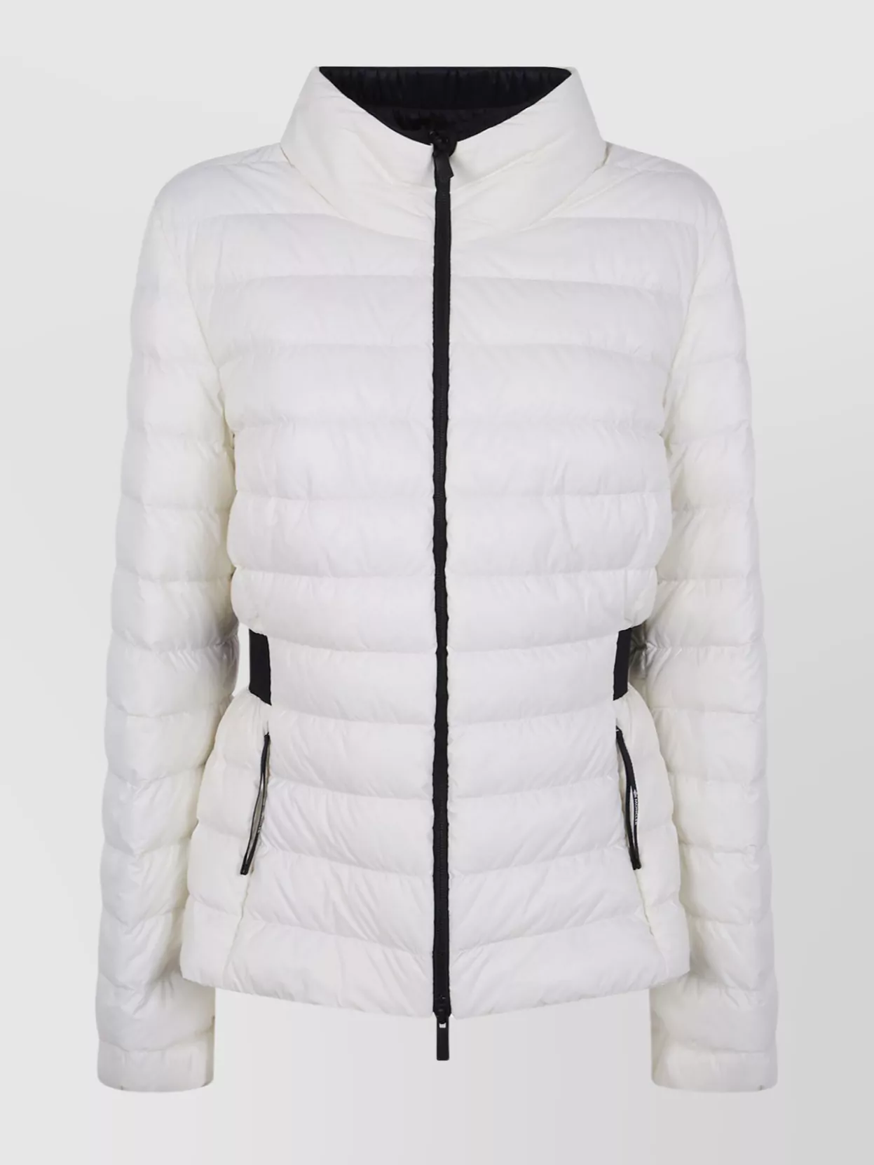 Moncler Quilted High Collar Jacket Side Pockets In White