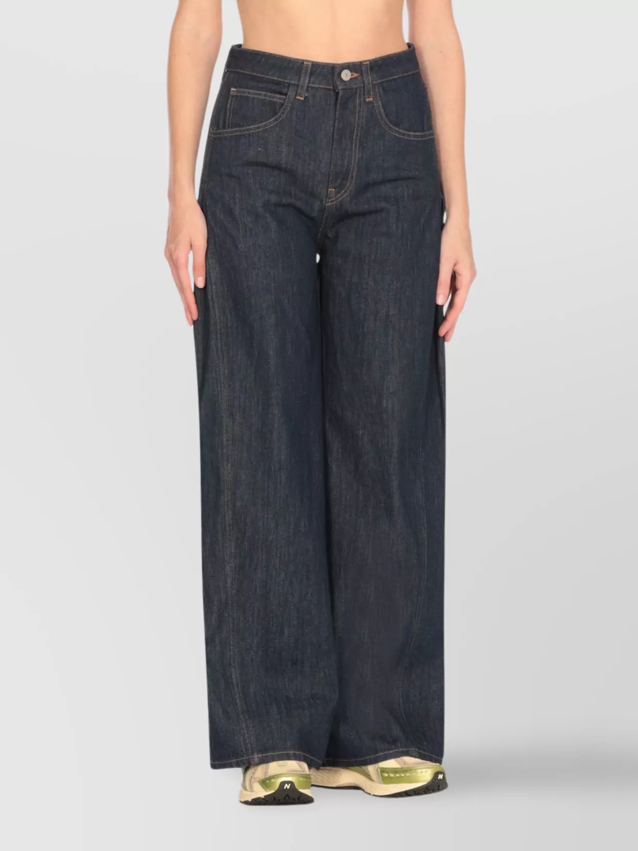 Dondup Wide-leg Palazzo Jeans With Contrast Stitching In Blue