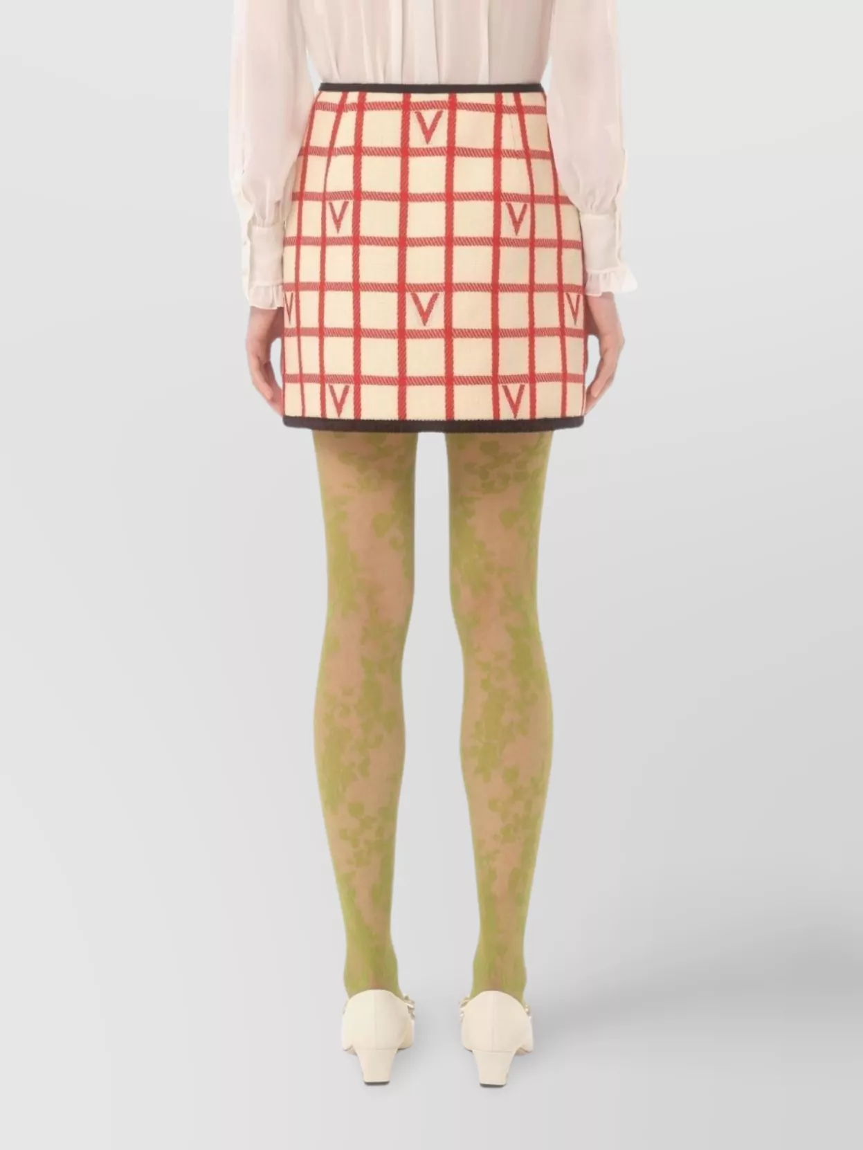 Valentino Midi Skirt With Button Accents And High Waist In Multi