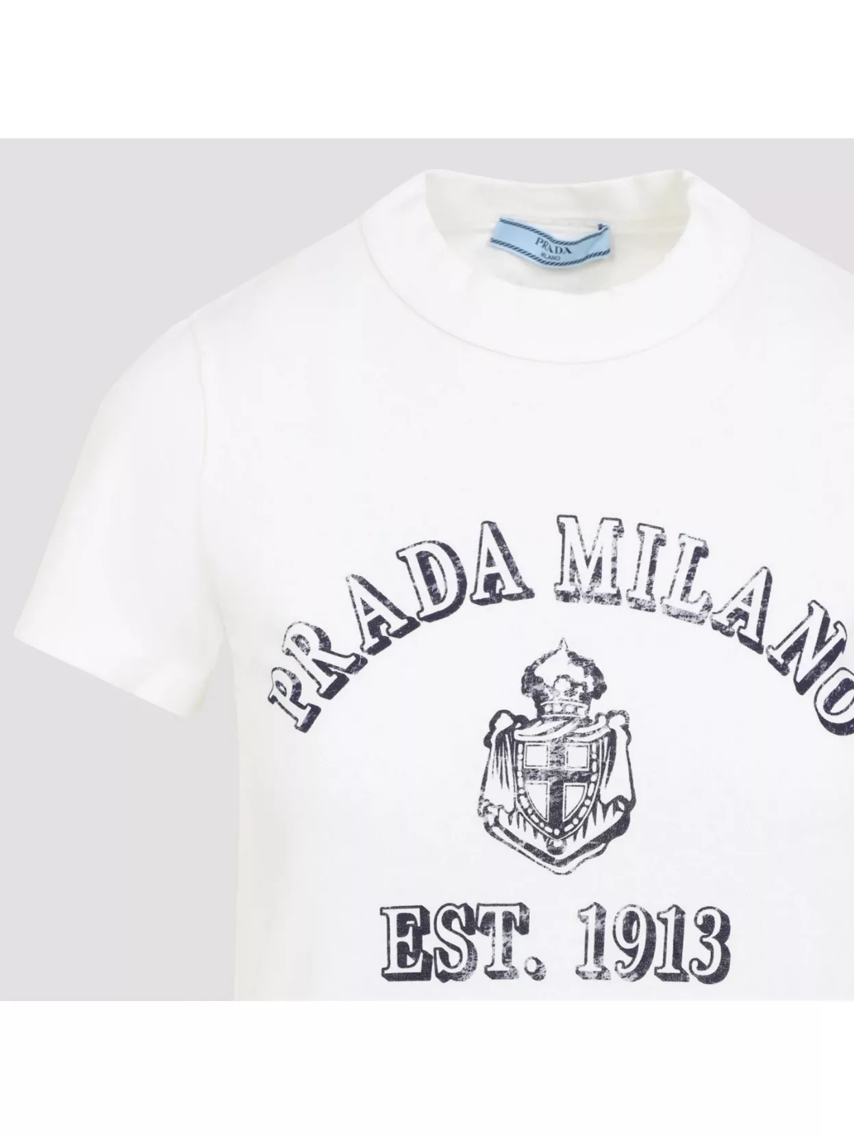 Prada Stamped Logo Crew Neck T-shirt In White