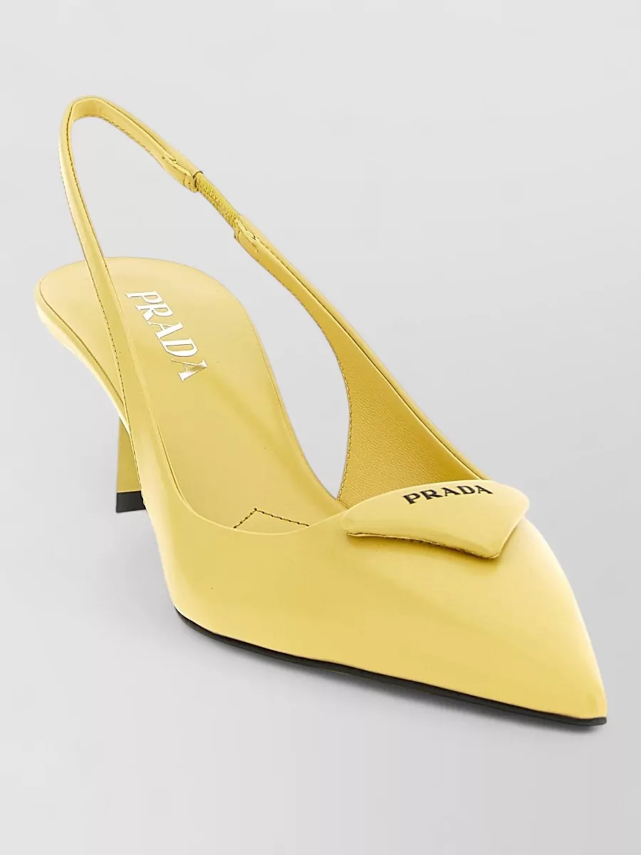 Prada Leather Triangle Logo Slingback Pumps