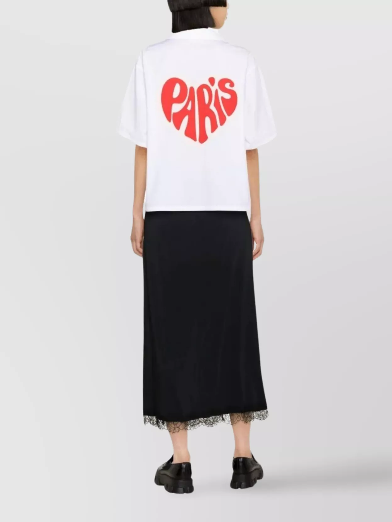 Kenzo Heart Print Collared Shirt With Lace Trim