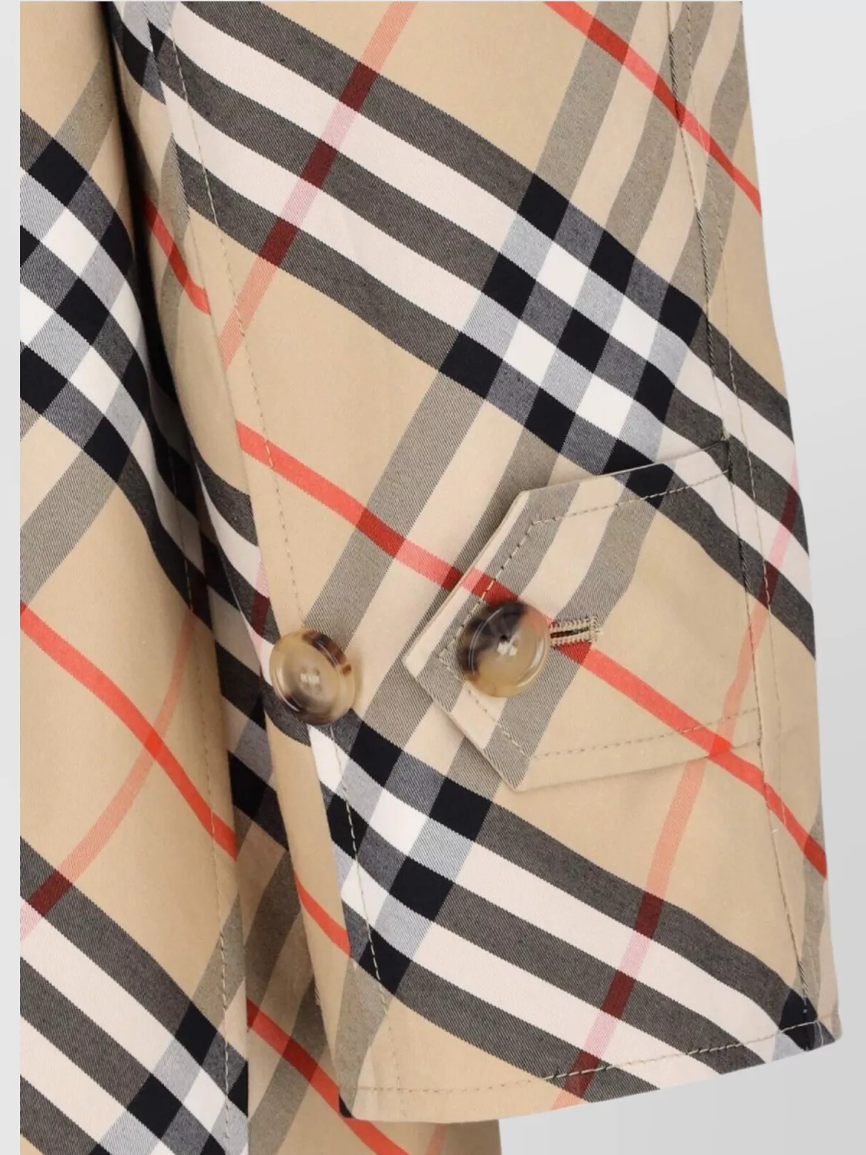 BURBERRY LONG CHECK PATTERN COLLARED NECK JACKET