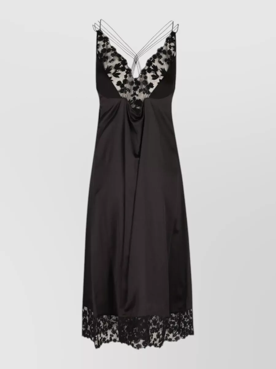 Fendi Silk Lace-Detail V-Neck Midi Nightdress