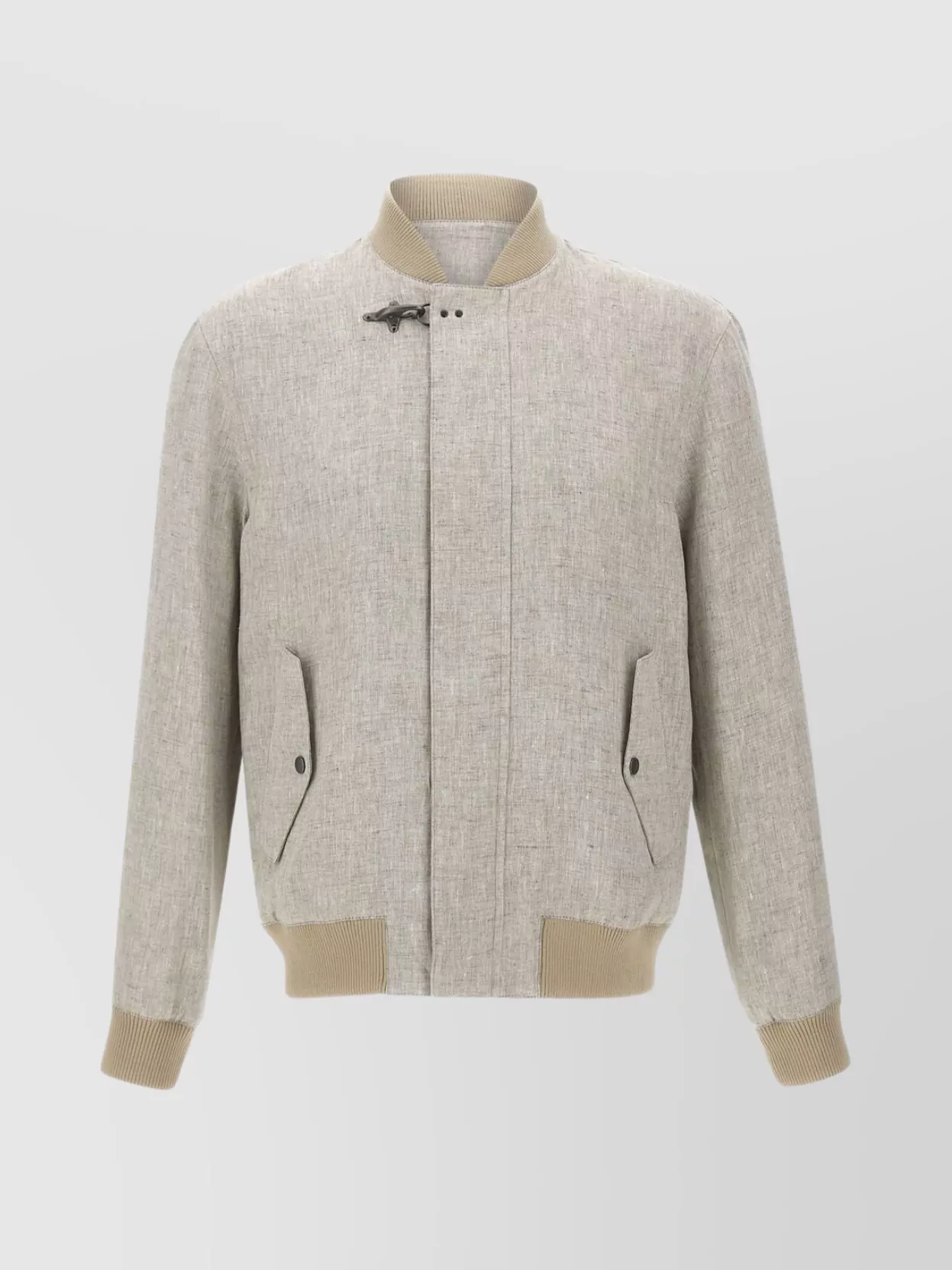 Fay Canvas Bomber Jacket Flap Pockets In Gray