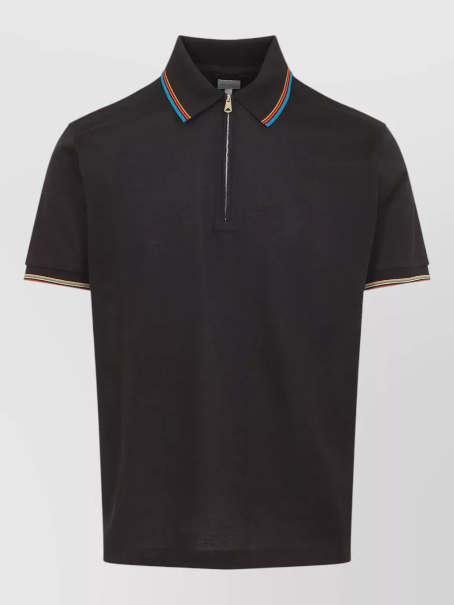 Paul Smith Polo Shirt Contrast Trim Ribbed Cuffs Sleeves