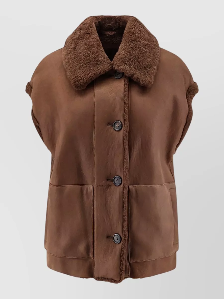 Brunello Cucinelli Shearling Reversible Sleeveless Coat