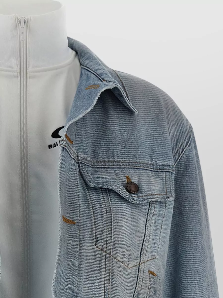 Balenciaga Denim Cropped Double Layer Jacket