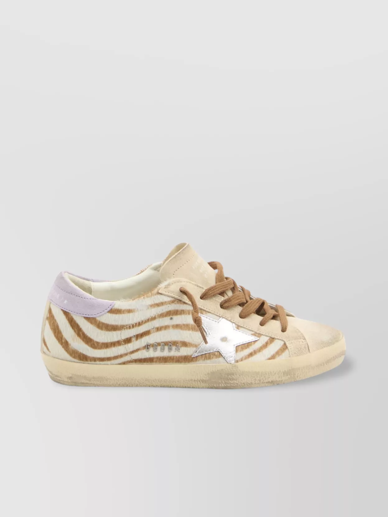 Golden Goose Super-star Distressed Metallic Leather And Suede-trimmed Zebra-print Calf Hair Sneakers In Neutral