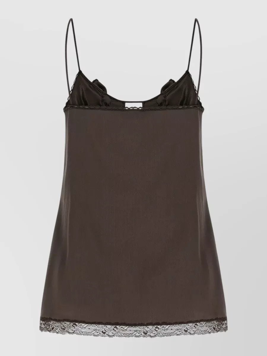Magda Butrym Silk Lace Appliqué Camisole Top