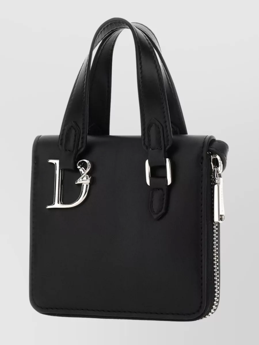 Shop Dsquared2 Detachable Strap Pebble Leather Wallet In Black