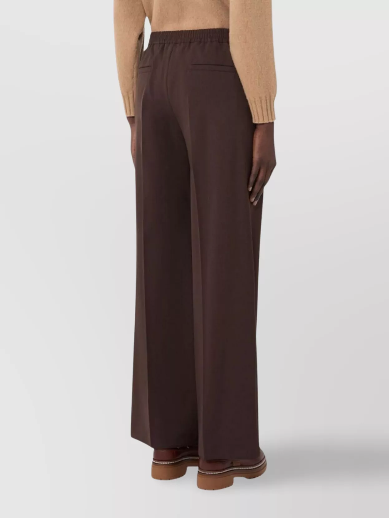 Weekend Max Mara Wide Leg Trousers Elastic Waistband In Brown