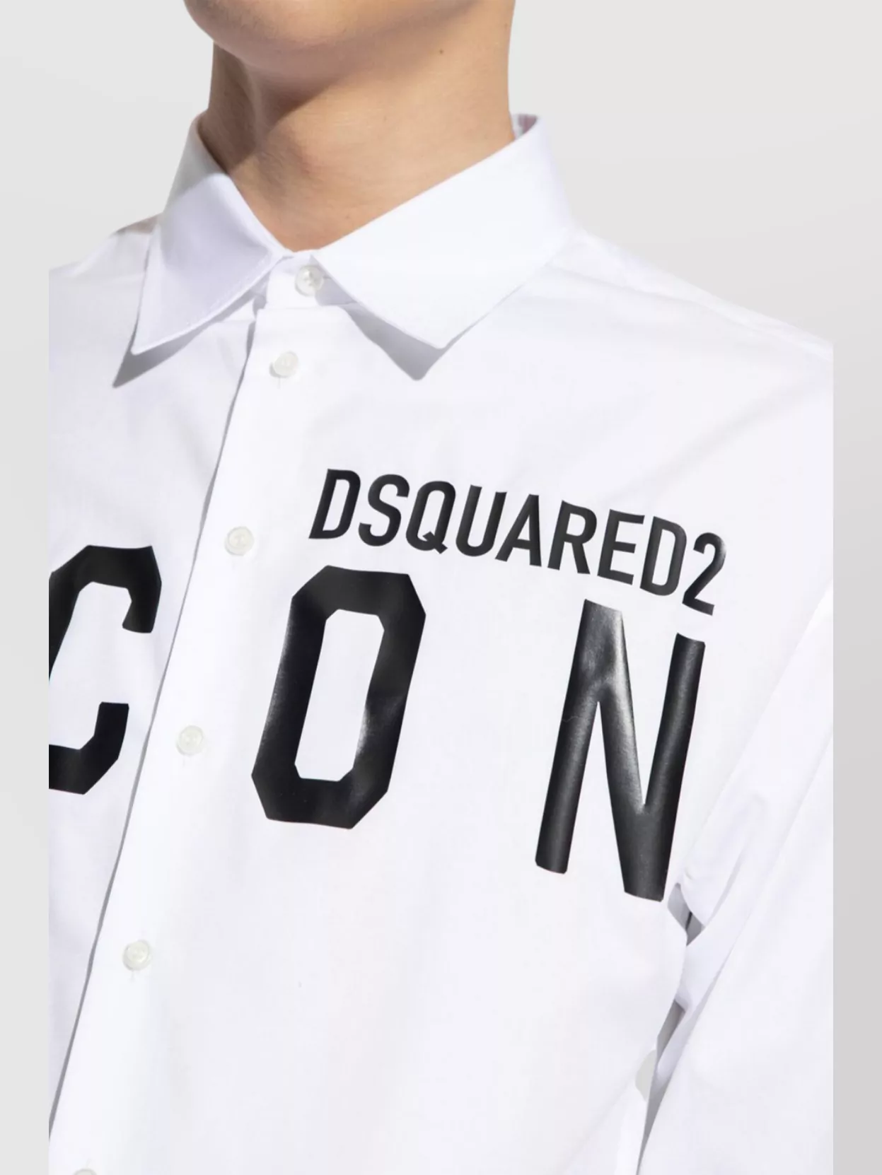 Dsquared2 Collared Shirt With Curved Hem And Long Sleeves