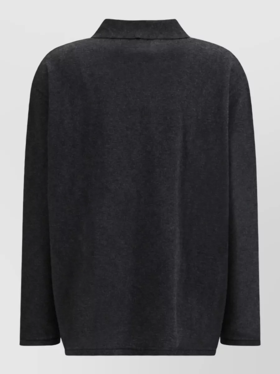 Lisa Yang Cotton Cashmere Ribbed Relaxed-Fit Long-Sleeve Polo Top