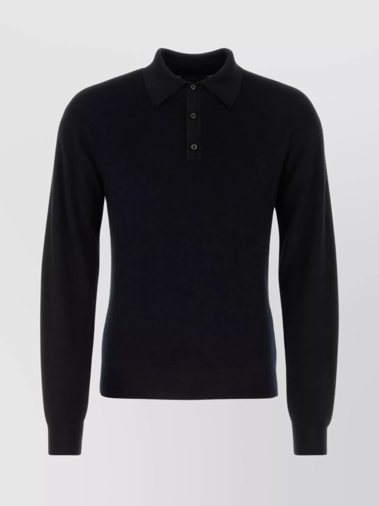 Shop Prada Ribbed Cashmere Blend Polo Shirt In Black