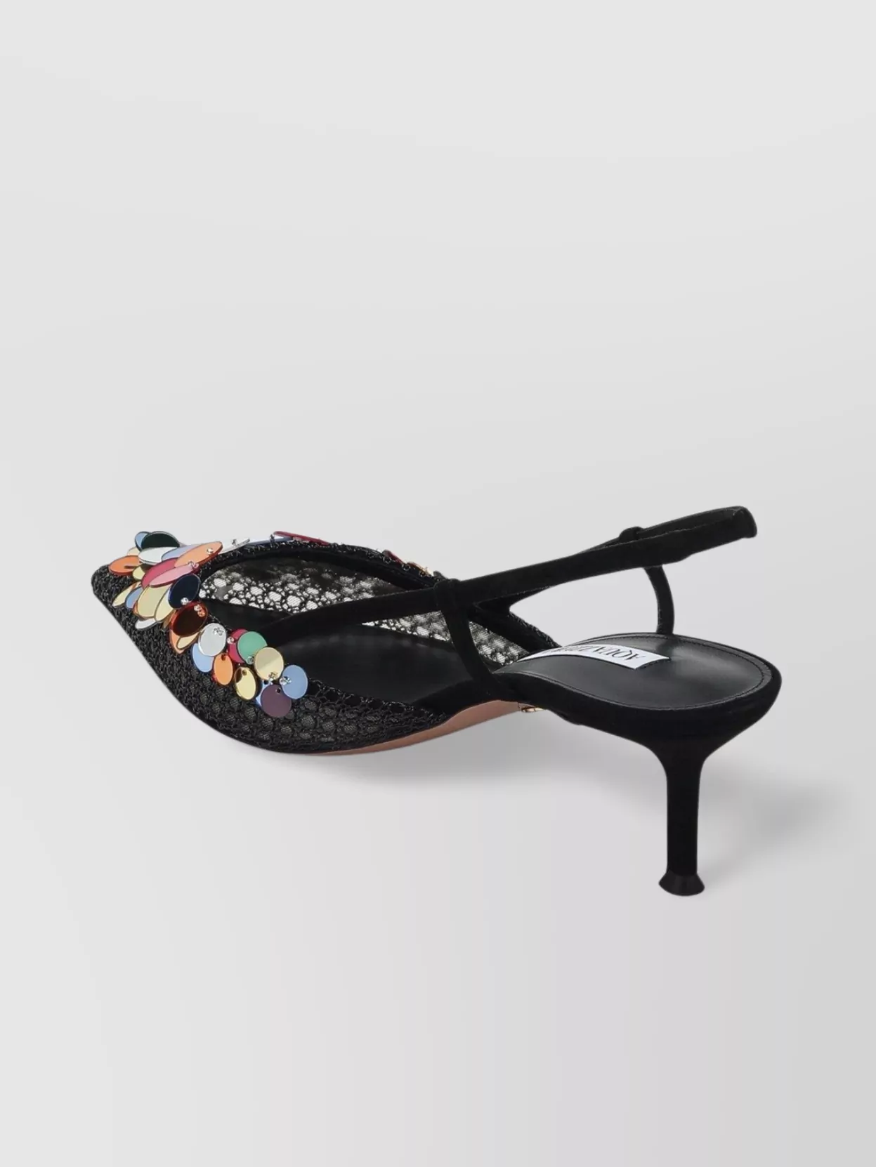 Aquazzura Sequin Embellished Mesh Kitten Heel Pumps